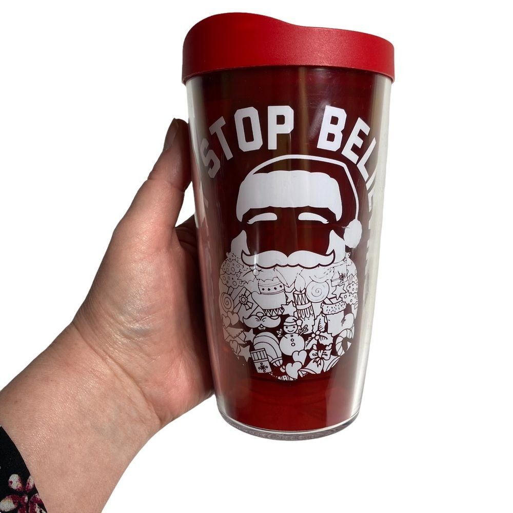Tervis Don’t Stop Believing Santa Claus Christmas Tumbler Drinkware Red NWT